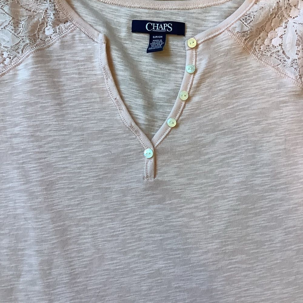 Chaps Soft Pink Henley Style Top - Picture 4 of 5
